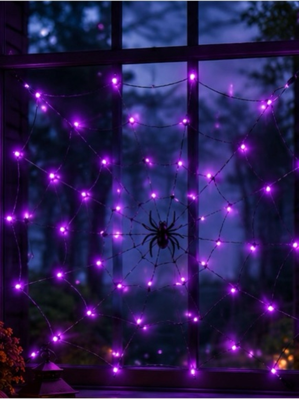 Spider Web Light Decoration - Purple , Halloween Lights, Light Up Spider Web
